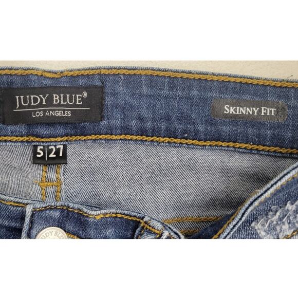 Judy Blue Jeans Womens Size 5/27 Skinny Distressed Cheetah Punk Skater Biker Fun - Picture 6 of 8